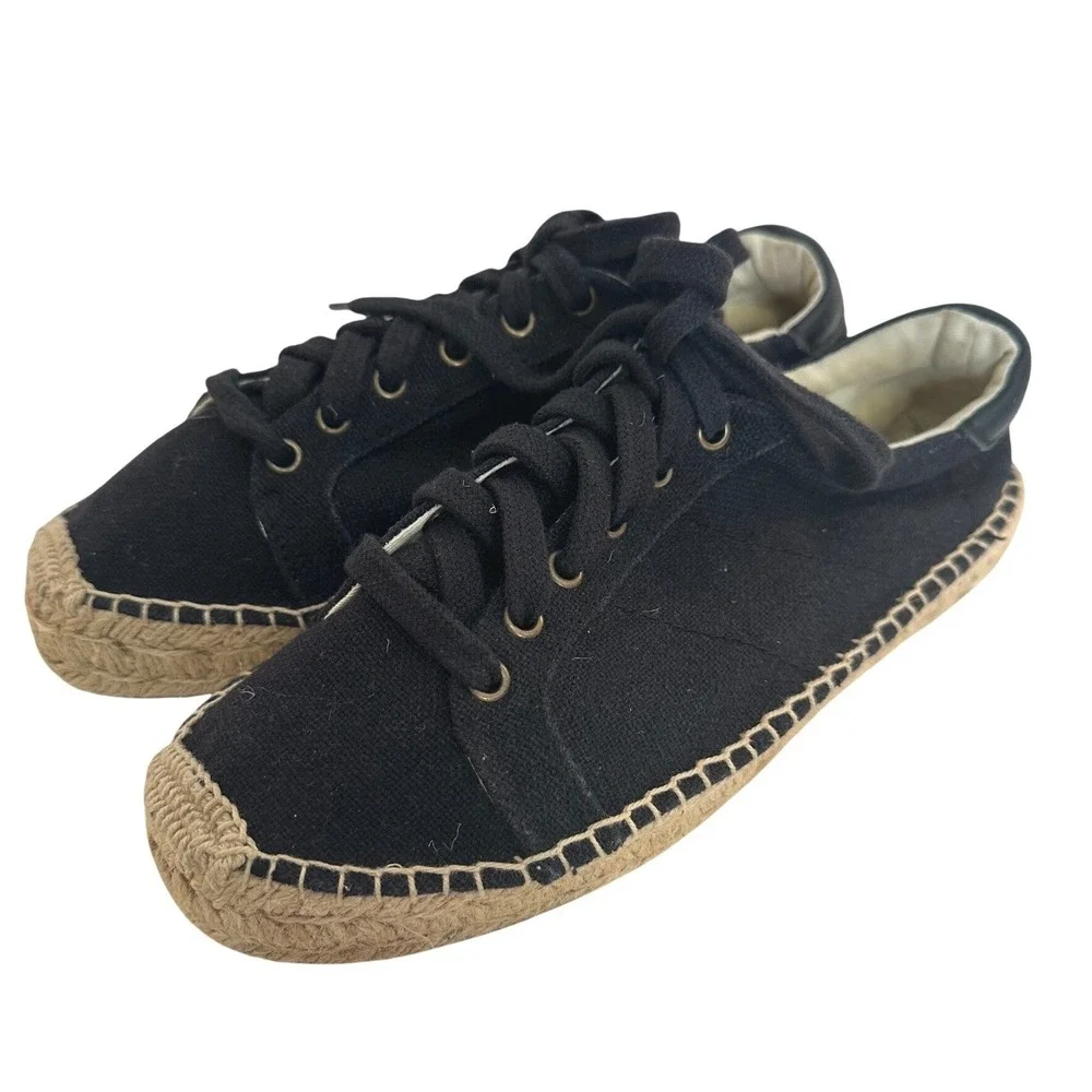 Soludos Women's Black Canvas Lace Up Espadrille Sneakers Size 7.5